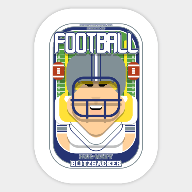 American Football White Silver Blue - Hail-Mary Blitzsacker - Hazel version Sticker by Boxedspapercrafts